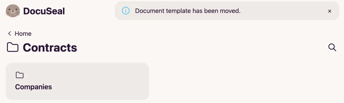 Template move to subfolder success notification