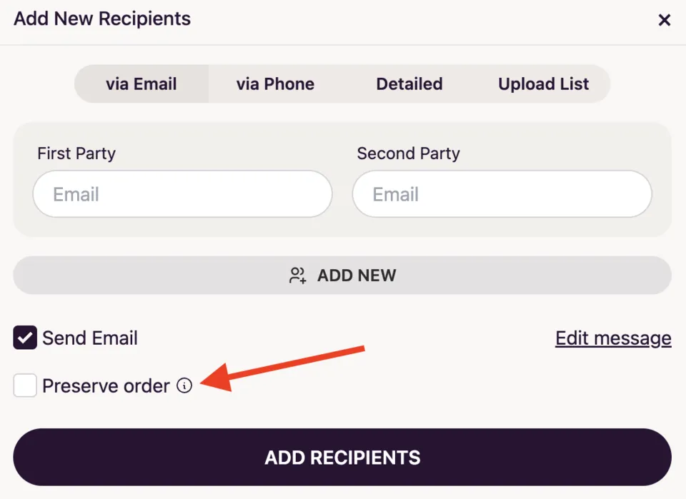 Template New Recipients Preserve Order