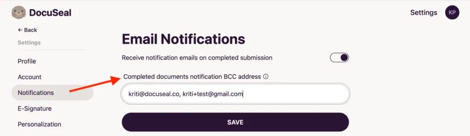 Template Notifications Settings