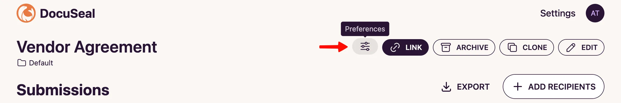 Template Preferences Button