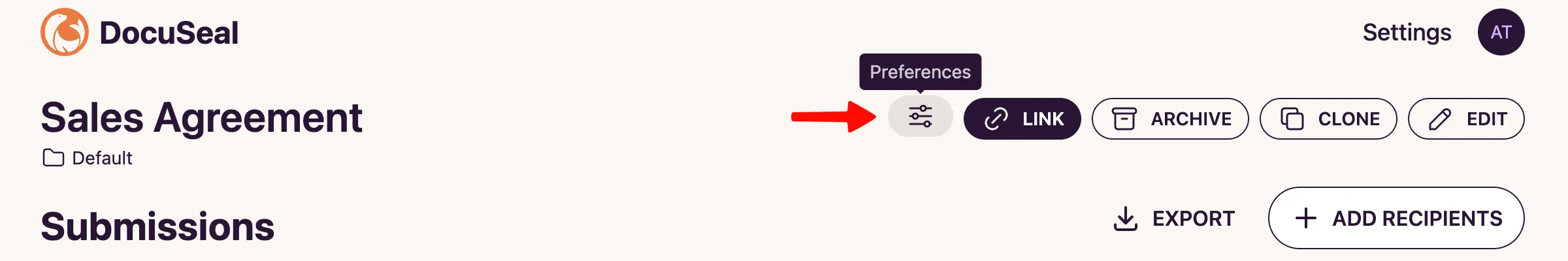 Template Preferences Button