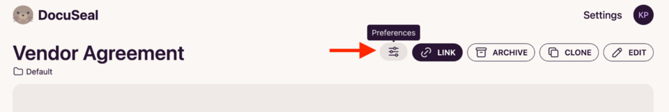Template Preferences Button