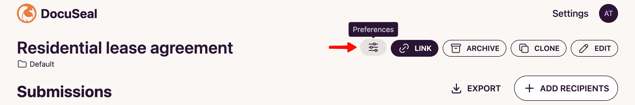 Template Preferences Button