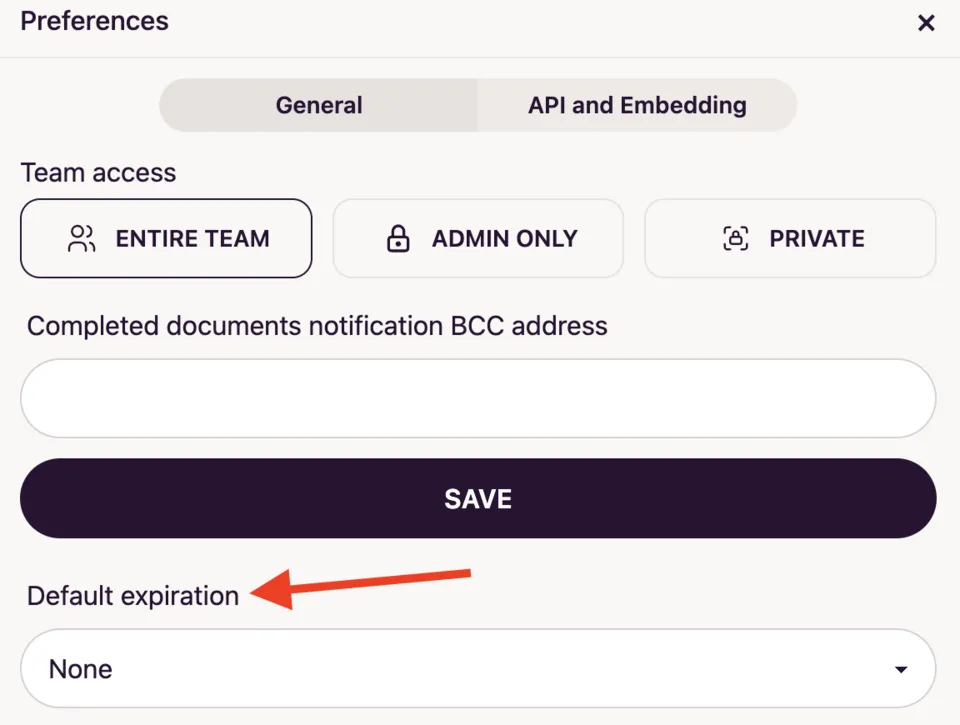 Template Preferences Default Expiration Select