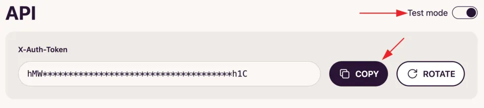 Test Mode API key