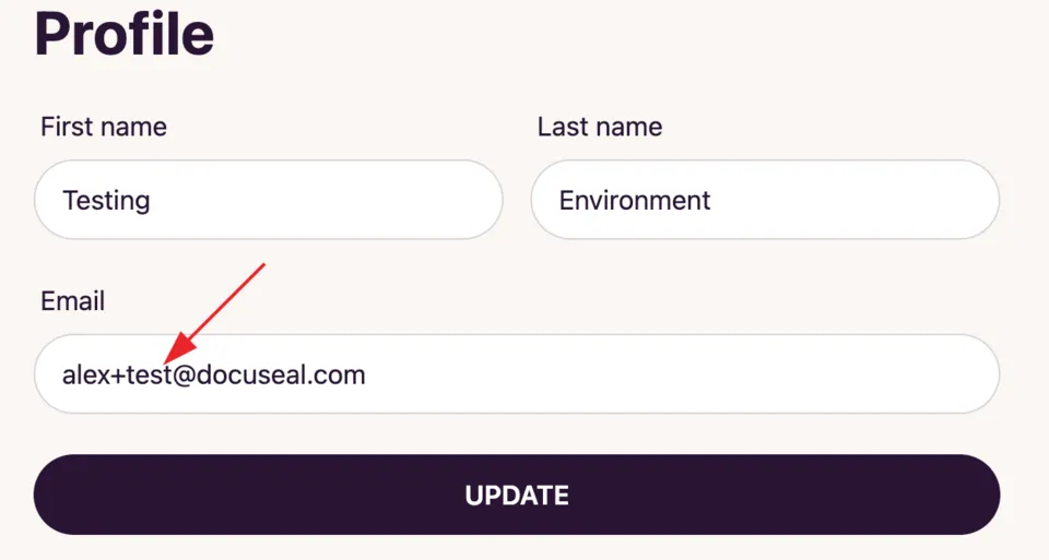 Test Mode profile email