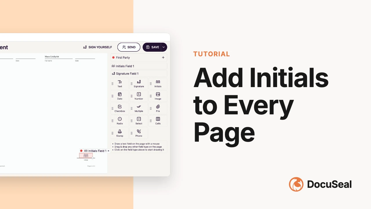 Add initials on all pages video tutorial