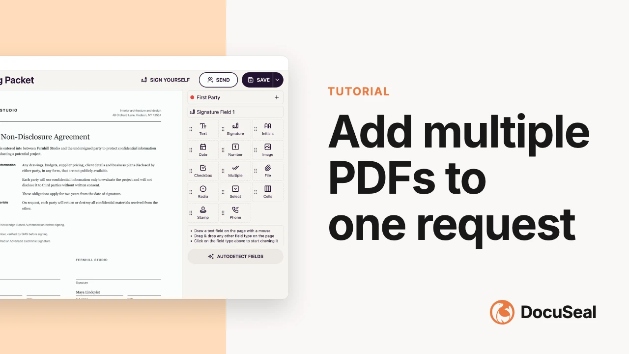 Add multiple PDFs in a single signature request video tutorial