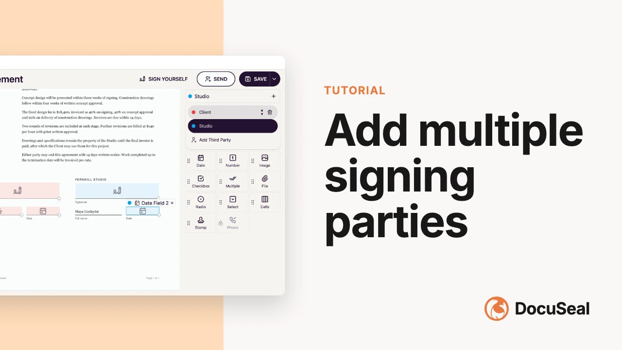 Add multiple signing parties video tutorial