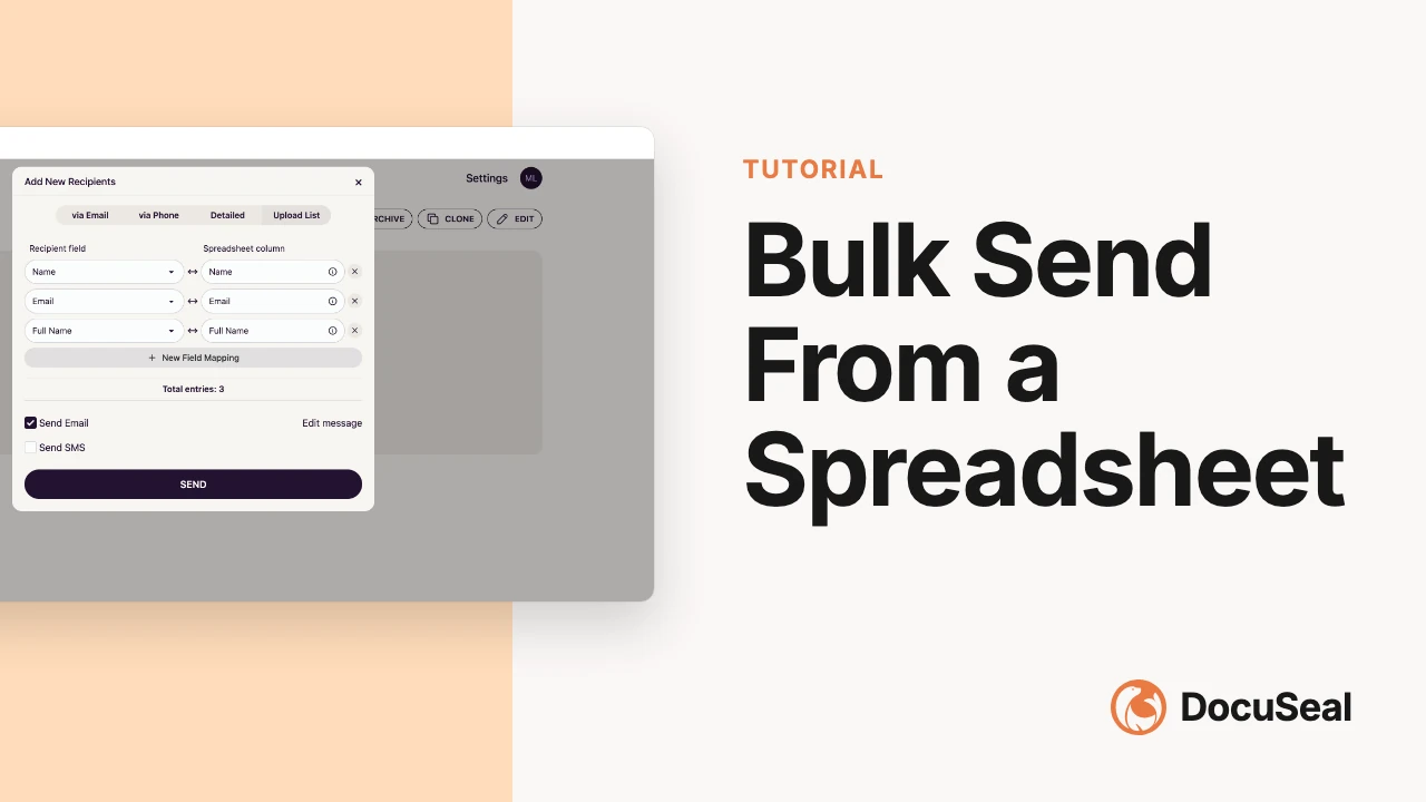 Bulk send with CSV or XLSX import video tutorial