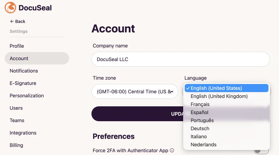 UI Language Selector