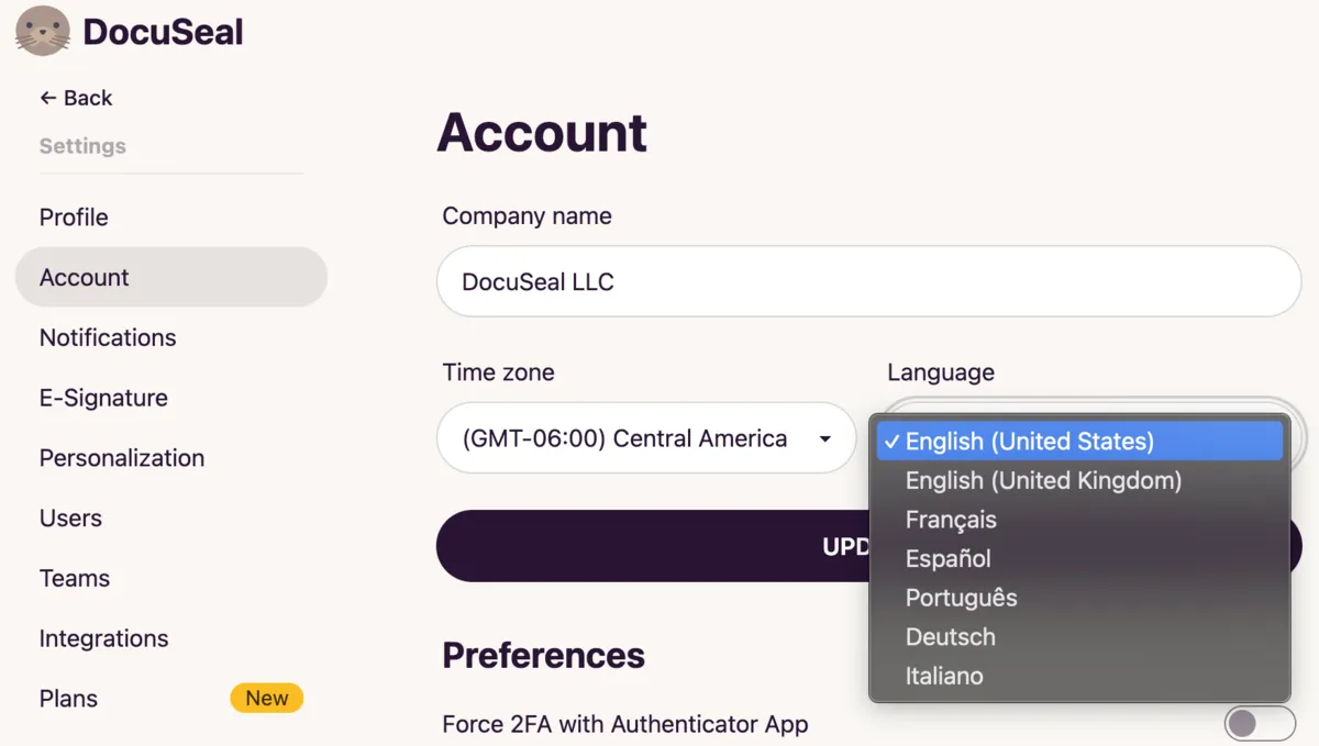 UI Language Selector
