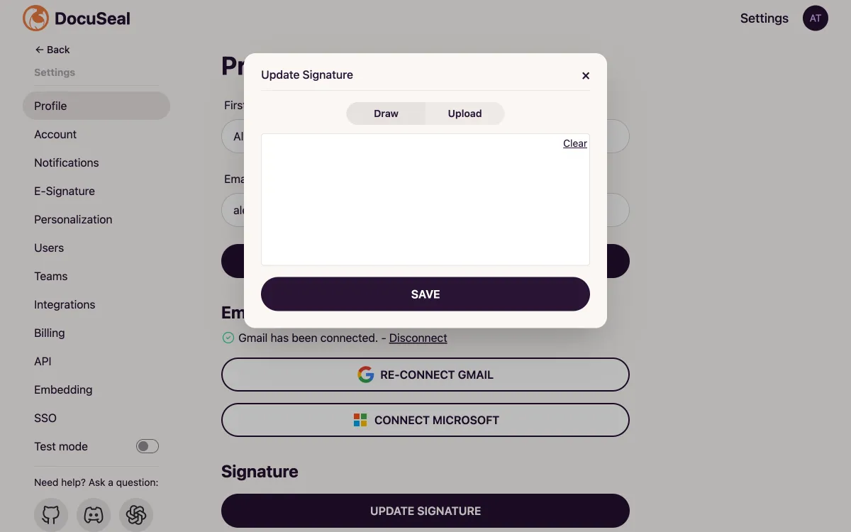 Upload Signature Modal